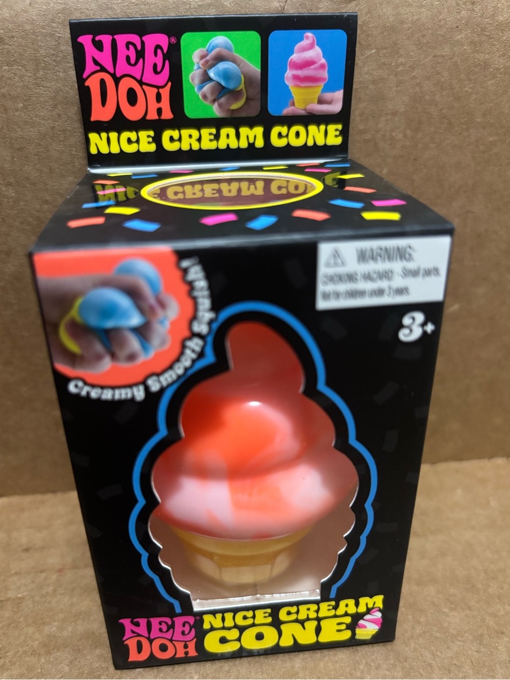 Nee Doh Nice Cream Cone Orange & White Squishy